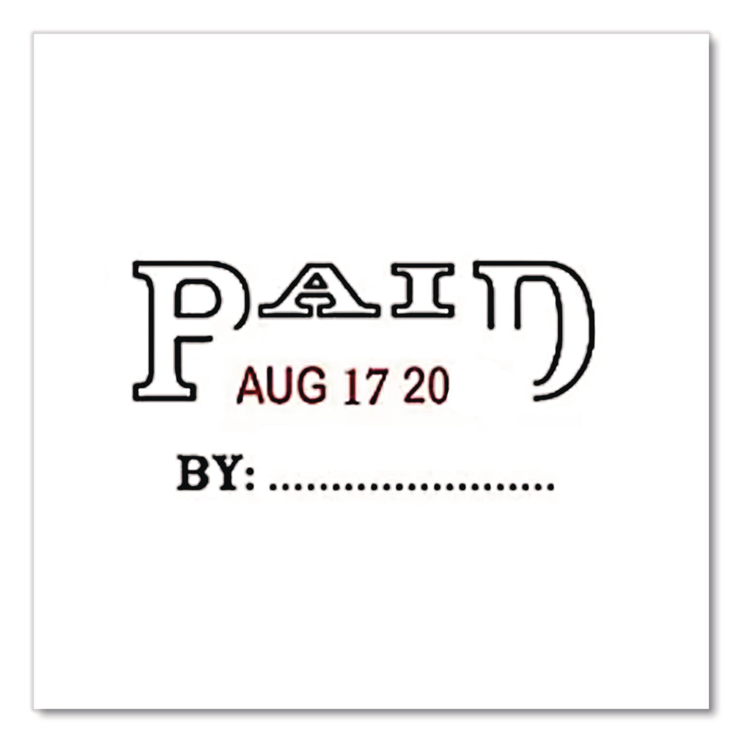 Self-Inking Message Stamp with Blank "By" Line, 12 Years, PAID, 1.63" x 0.88", Black/Red Ink