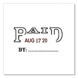 Self-Inking Message Stamp with Blank "By" Line, 12 Years, PAID, 1.63" x 0.88", Black/Red Ink
