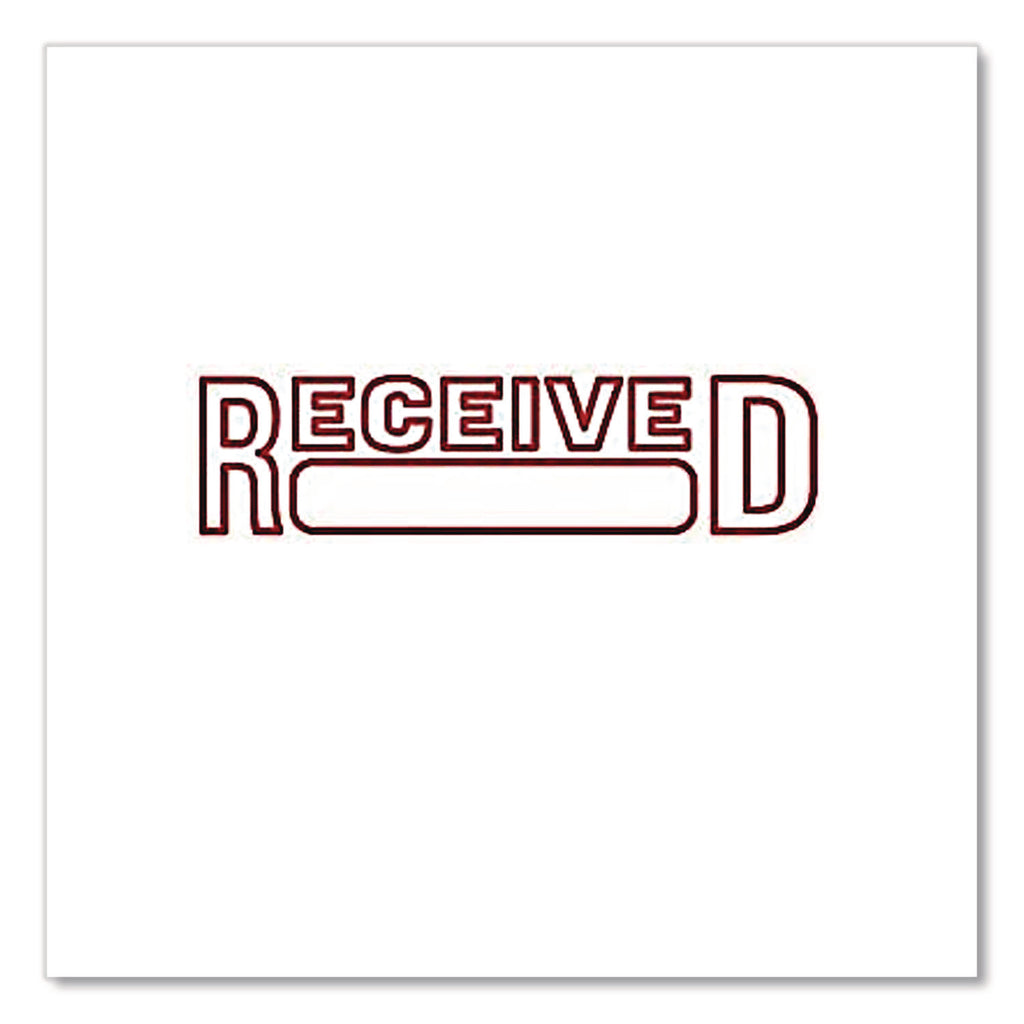 Pre-Inked Message Stamp with Blank Date Box, RECEIVED, 1.63" x 0.38", Red Ink