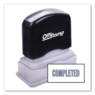 Pre-Inked Message Stamp, COMPLETED, 1.63" x 0.38", Blue Ink