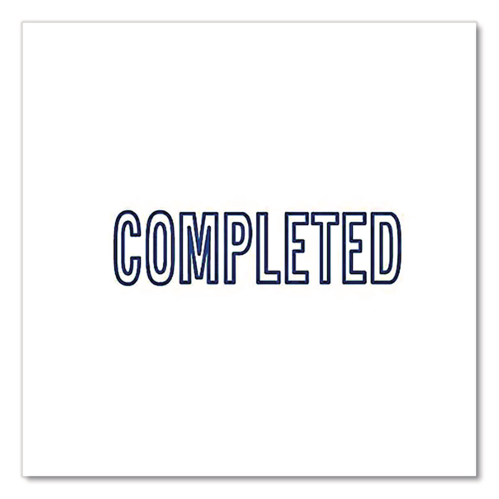 Pre-Inked Message Stamp, COMPLETED, 1.63" x 0.38", Blue Ink
