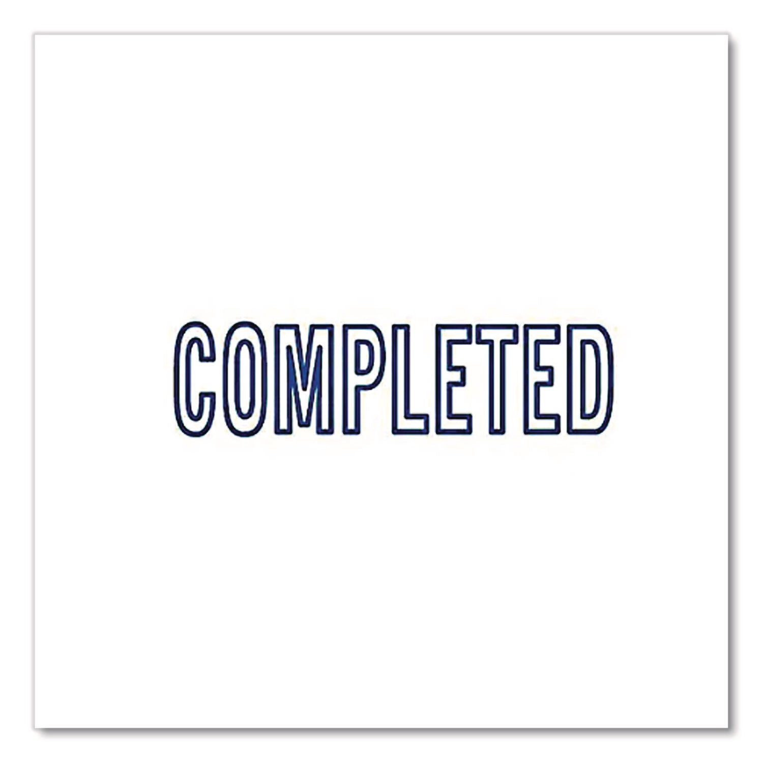Pre-Inked Message Stamp, COMPLETED, 1.63" x 0.38", Blue Ink