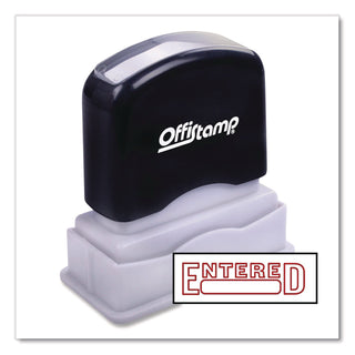 Pre-Inked Message Stamp with Blank Date Box, ENTERED, 1.63" x 0.38", Red Ink
