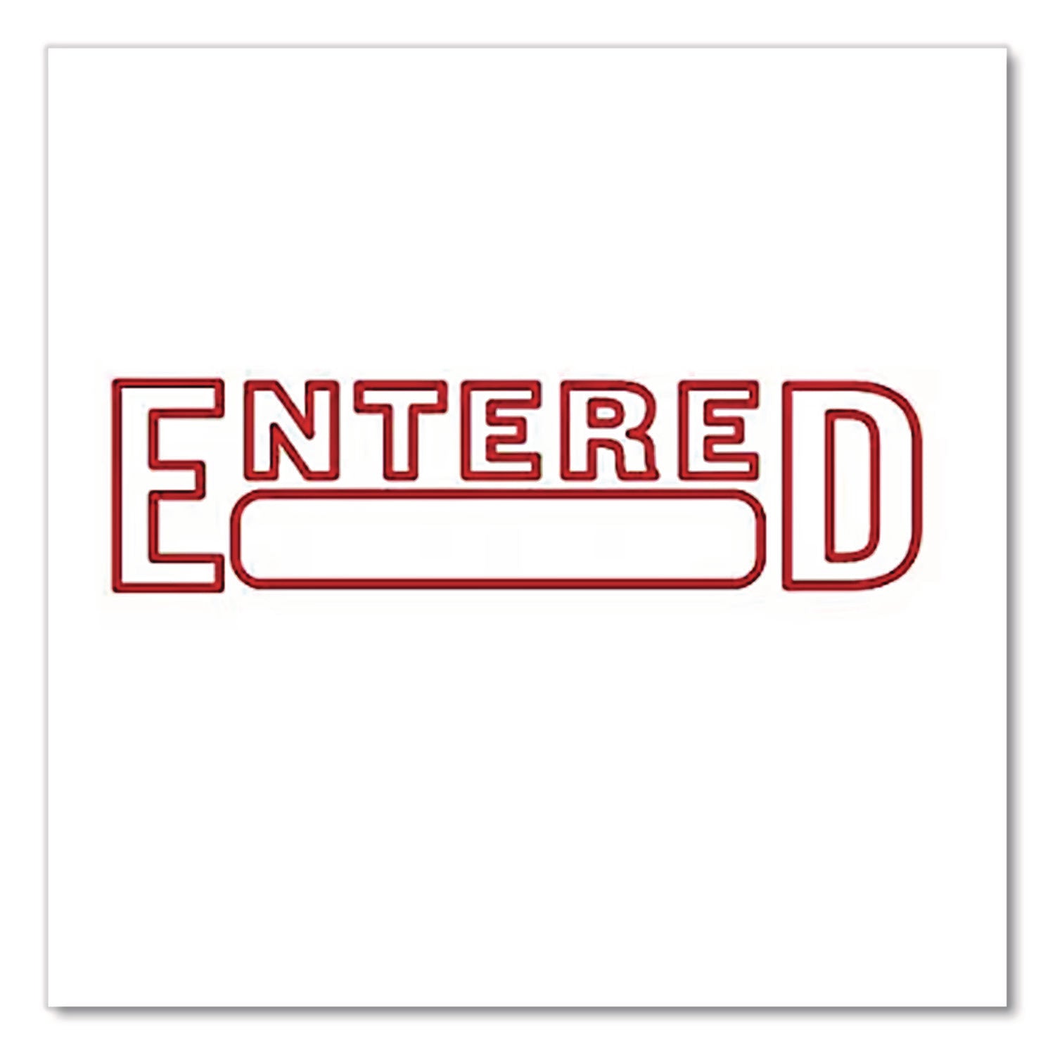 Pre-Inked Message Stamp with Blank Date Box, ENTERED, 1.63" x 0.38", Red Ink