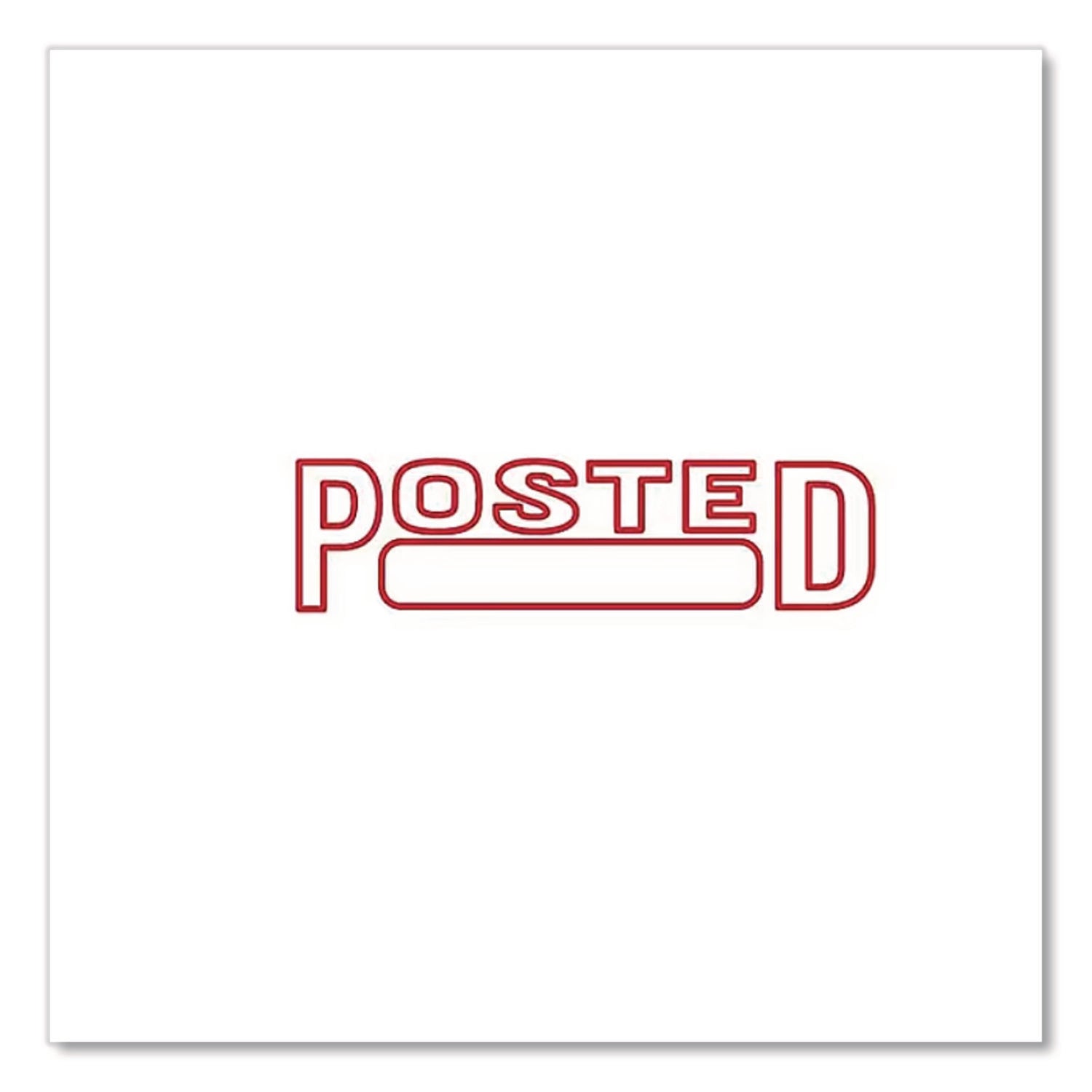Pre-Inked Message Stamp with Blank Date Box, POSTED, 1.63" x 0.38", Red Ink