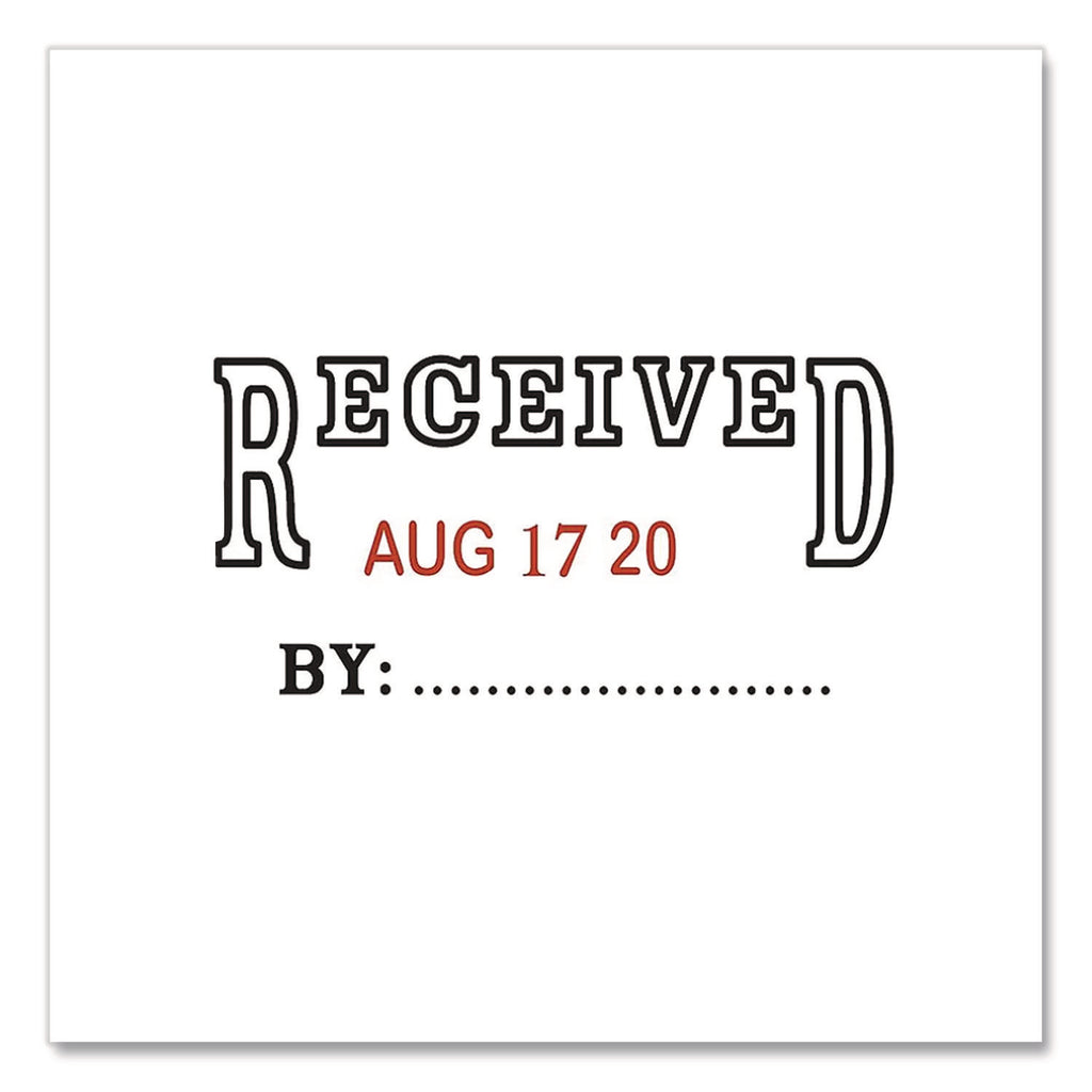 Self-Inking Message Stamp with Blank "By" Line, 12 Years, RECEIVED, 1.63" x 0.88", Black/Red Ink