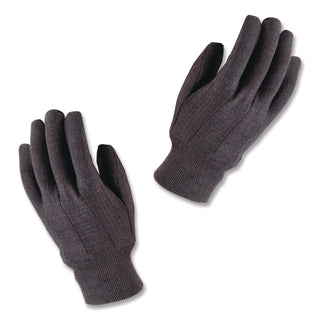 Polyester/Cotton Jersey Gloves, Men's, Brown, 12 Pairs