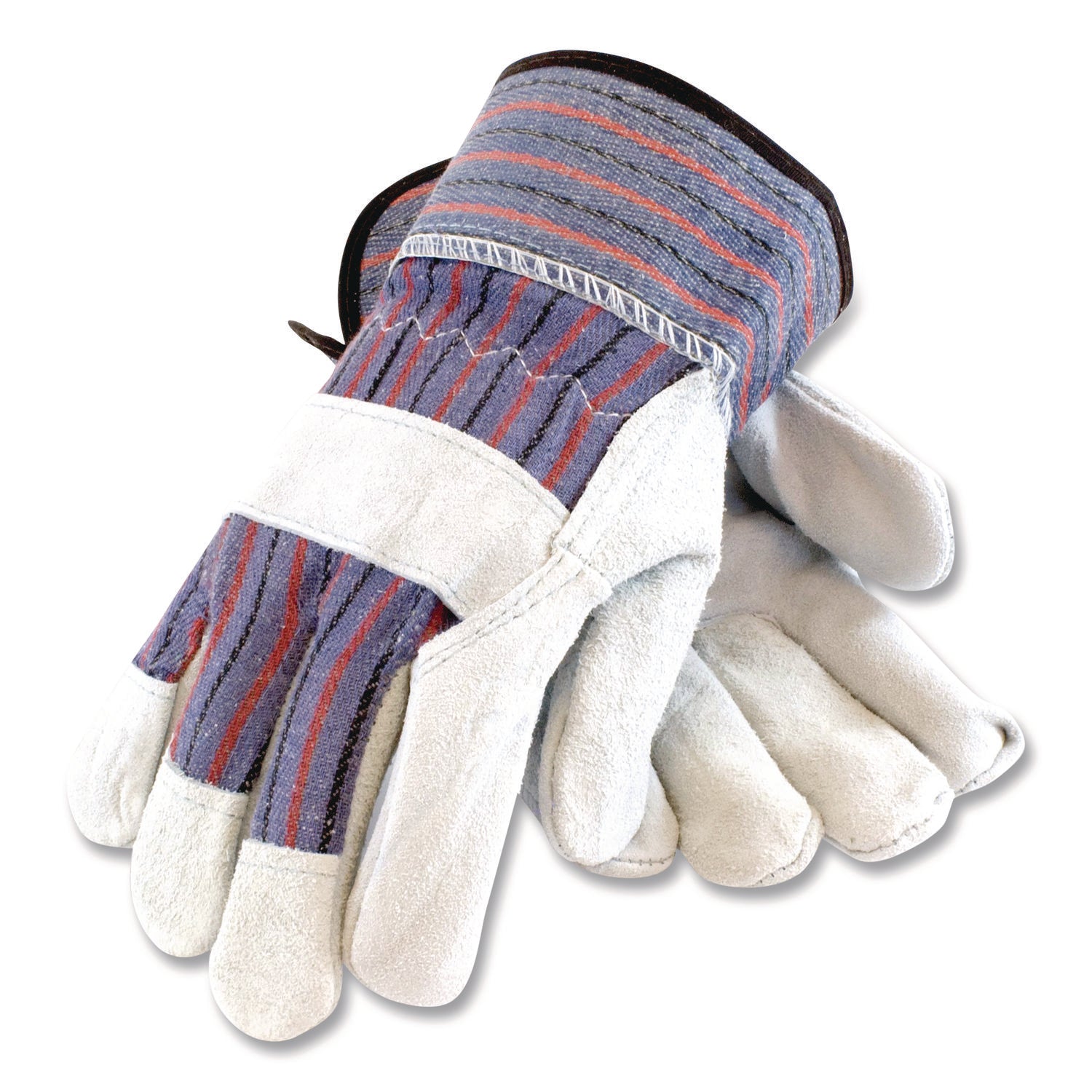 Shoulder Split Cowhide Leather Palm Gloves, B/C Grade, Large, Blue/Gray, 12 Pairs