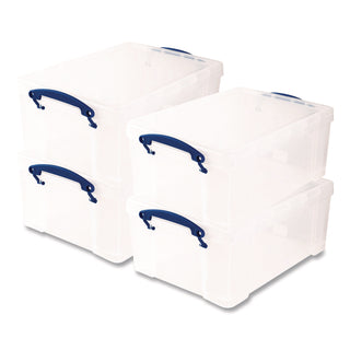 Snap-Lid Storage Bin, 2.37 gal, 10.25" x 14.5" x 6.25", Clear/Blue, 4/Pack