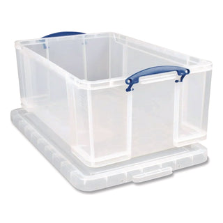 Snap-Lid Storage Bin, 2.38 gal, 10.25" x 14.5" x 6.25", Clear/Blue