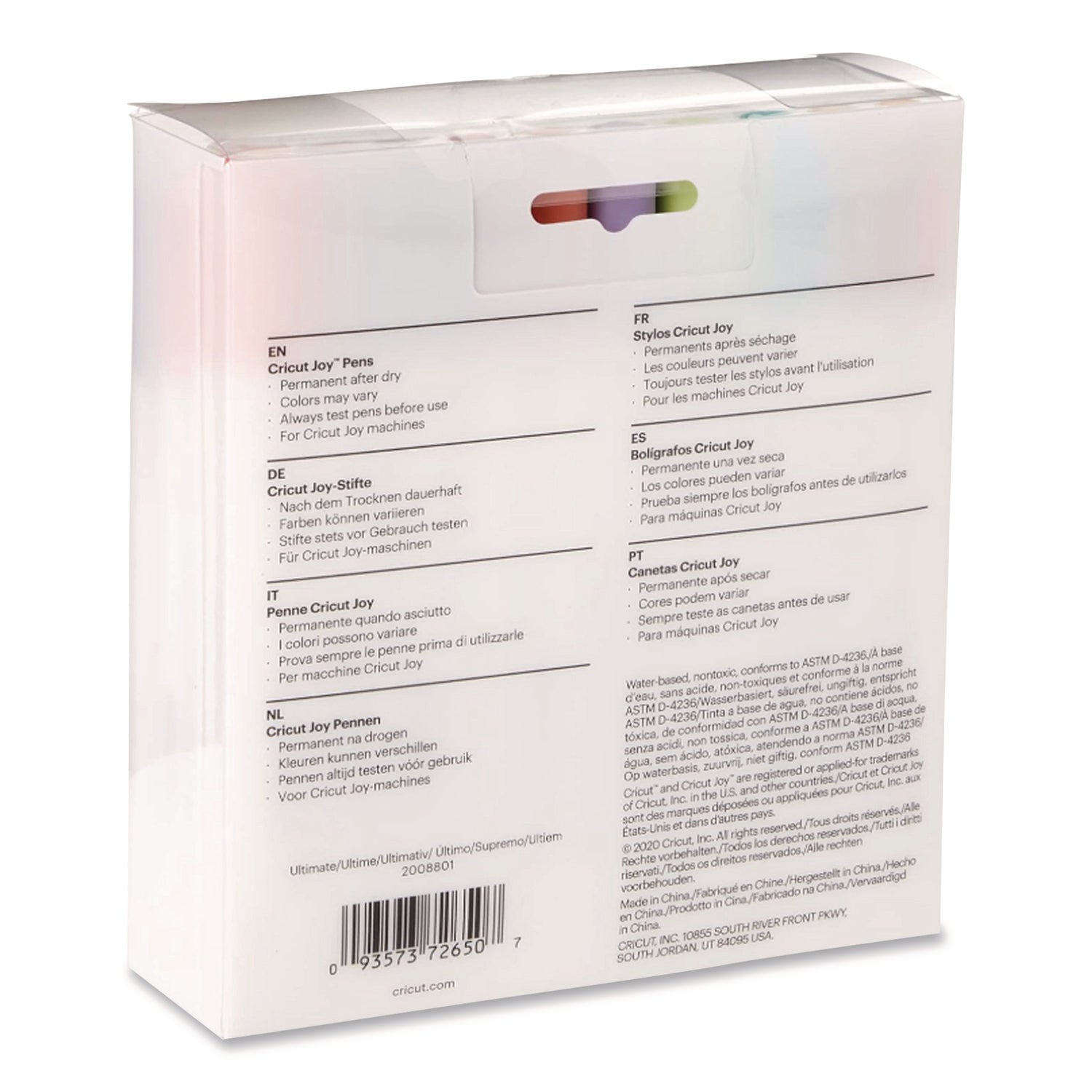 Joy Porous Point Pens, Stick, Fine 0.4 mm, Assorted Ink Colors, White Barrel, 30/Set