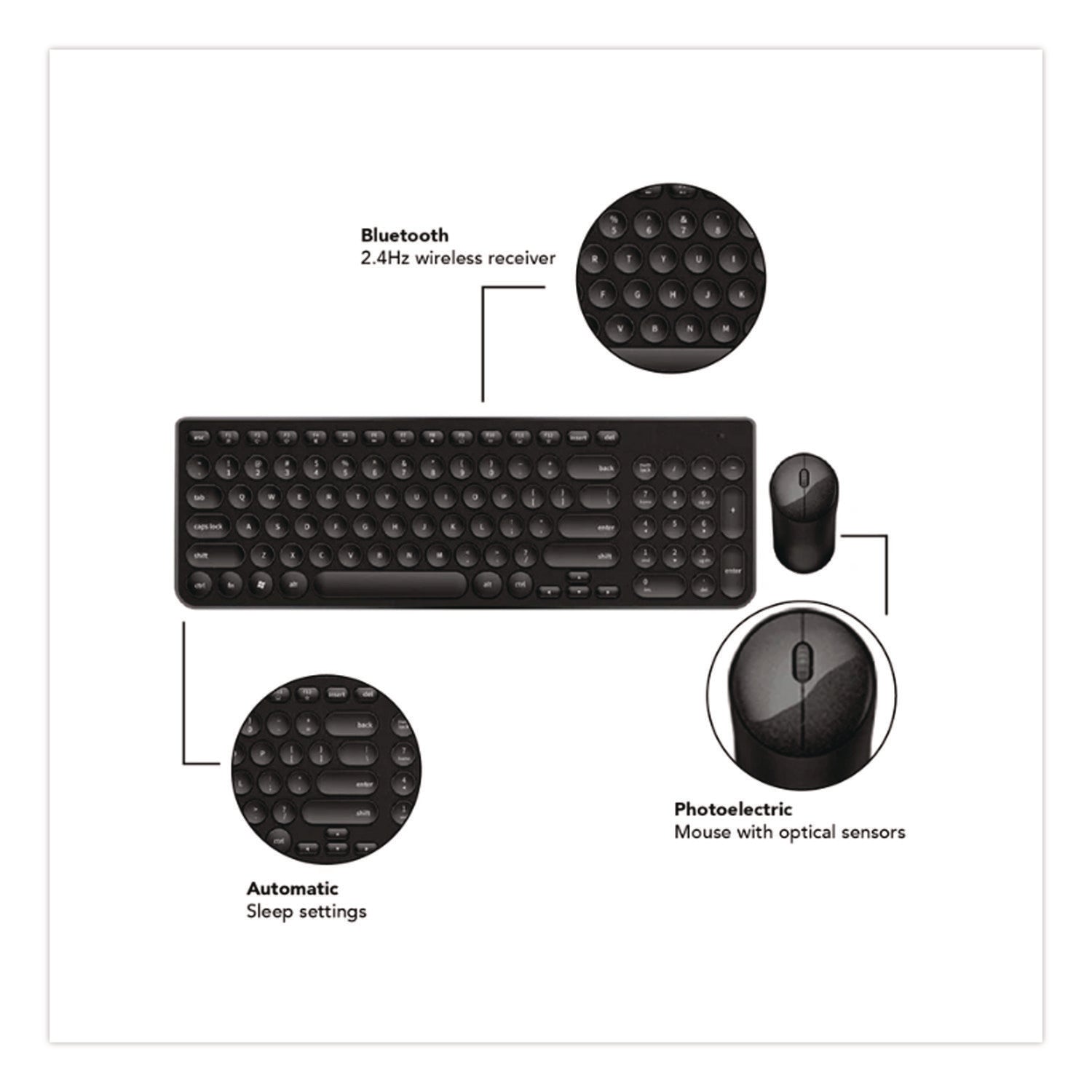 Pro Wireless Keyboard & Optical Mouse Combo, 2.4 GHz Frequency, Black