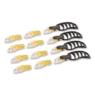 X-traSafe Cartridge Knife Kit, Four Assembled Knives, 8 Replacement Blade Cartridges, Yellow