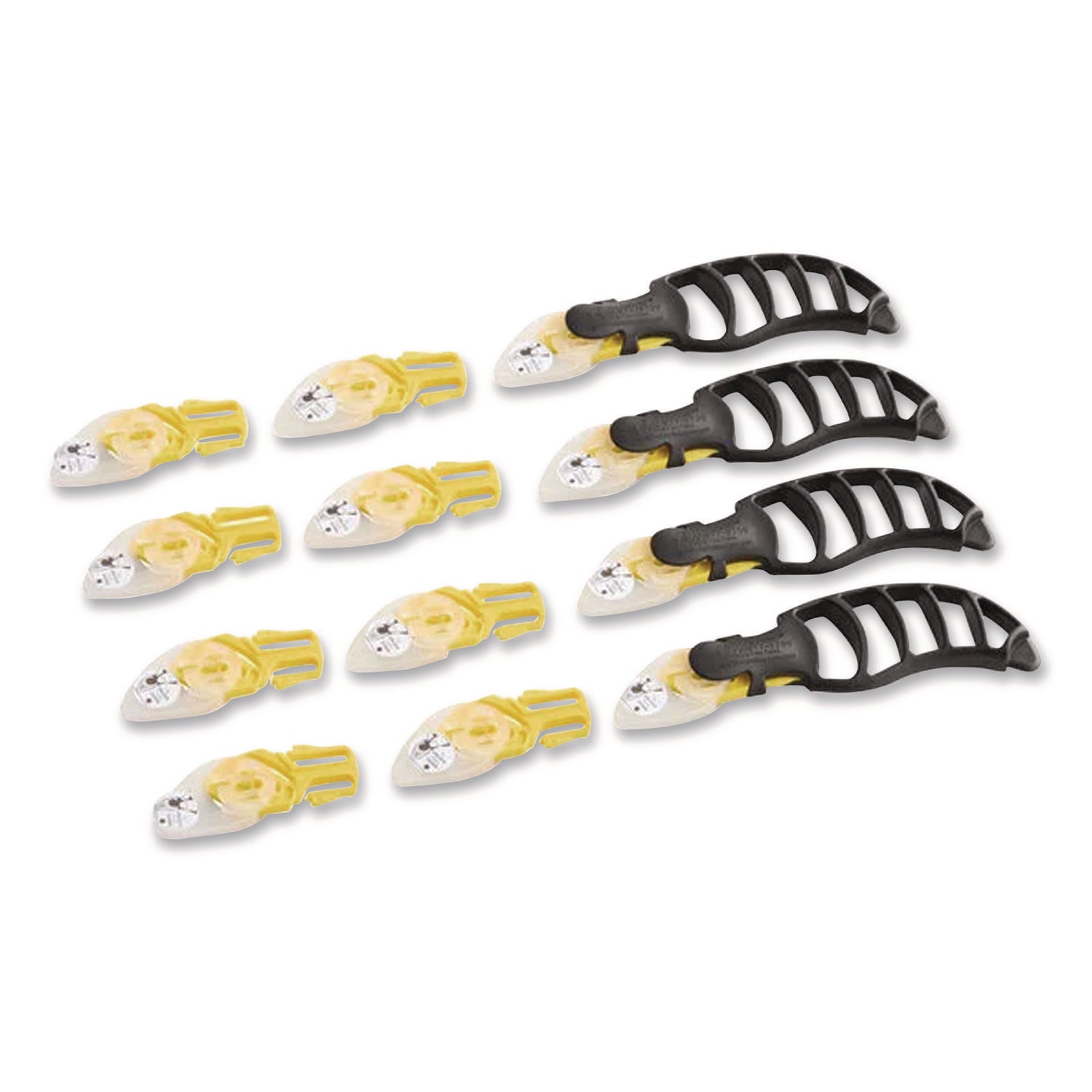 X-traSafe Cartridge Knife Kit, Four Assembled Knives, 8 Replacement Blade Cartridges, Yellow