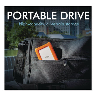 Rugged Portable External Hard Drive, 2 TB, USB-C, Orange/Silver