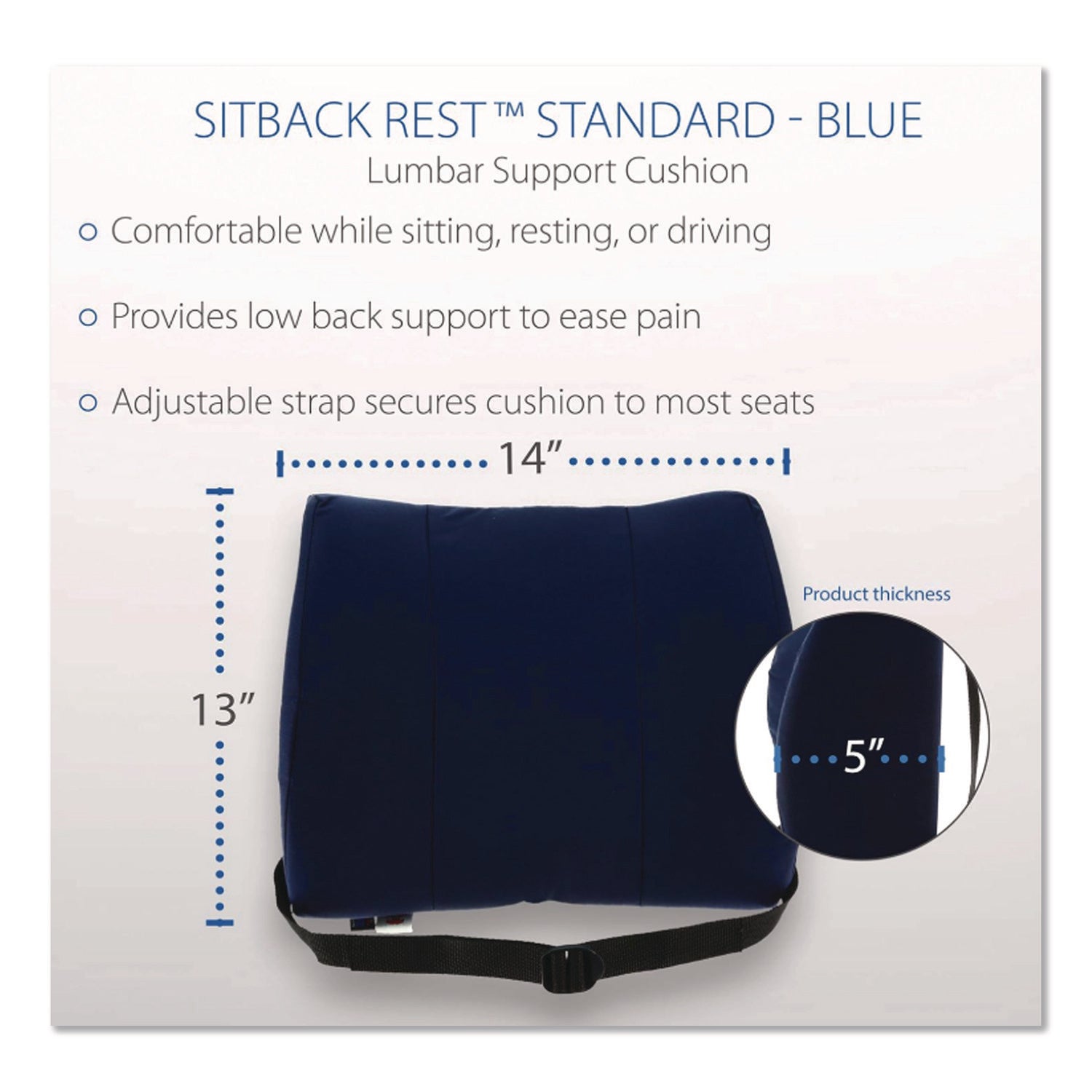 Sitback Standard Lumbar Back Support , 13 x 14, Blue