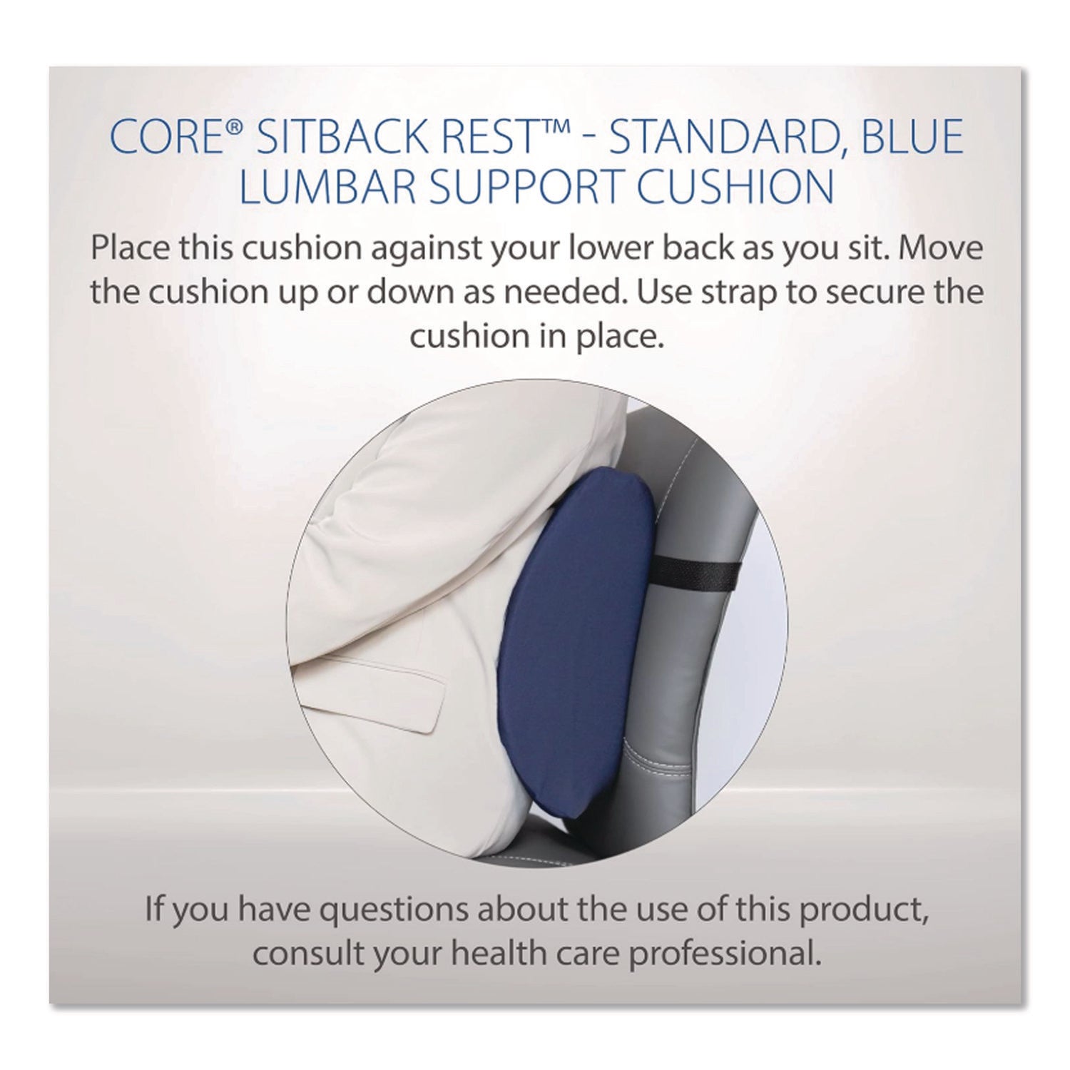 Sitback Standard Lumbar Back Support , 13 x 14, Blue