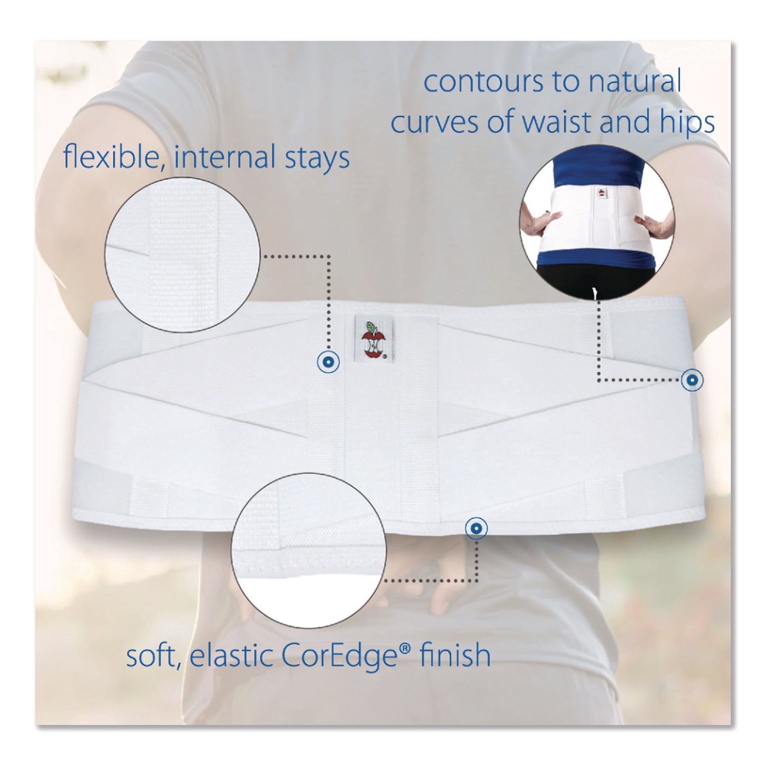 CorFit System Lumbosacral Spinal Back Support, X-Large, 40" to 52" Waist, White