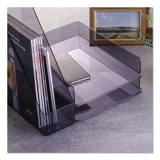 Officemate Recycled Letter Tray & File Desktop Set - Desktop - Front Loading, Durable, Sturdy - Translucent Gray - Plastic - 1 Each