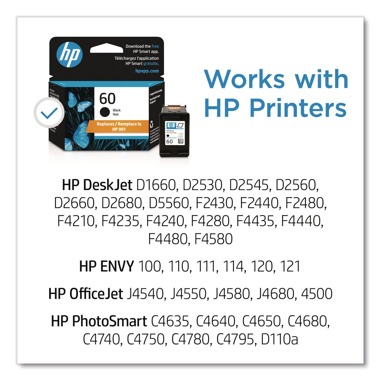HP 60, (CC640WN) Black Original Ink Cartridge