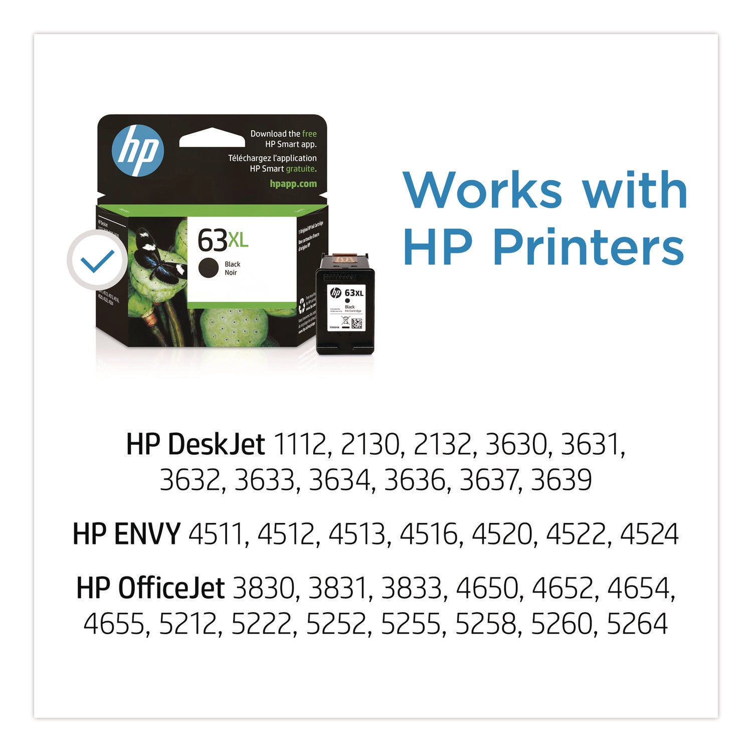 HP 63XL, (F6U64AN) High-Yield Black Original Ink Cartridge