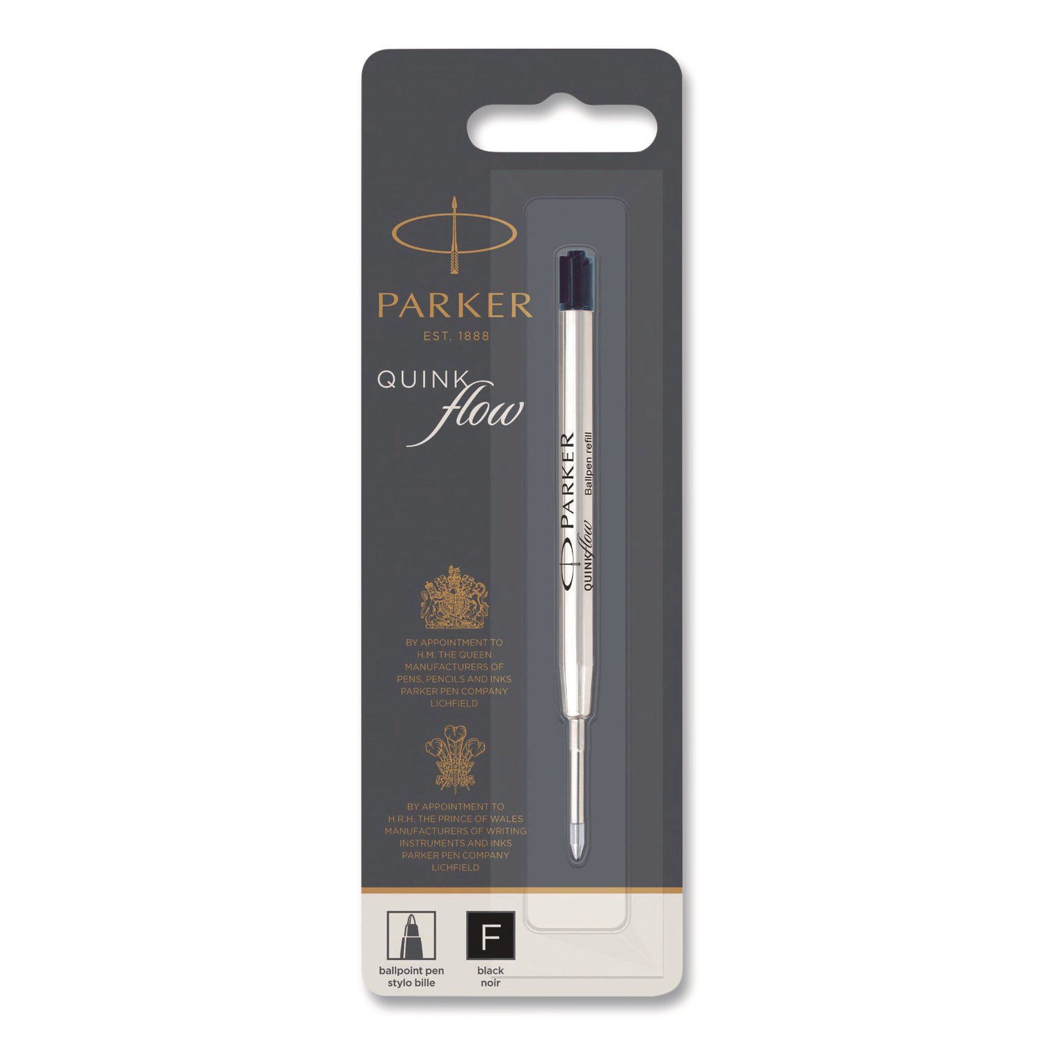Refill for Parker Ballpoint Pens, Fine Conical Tip, Black Ink