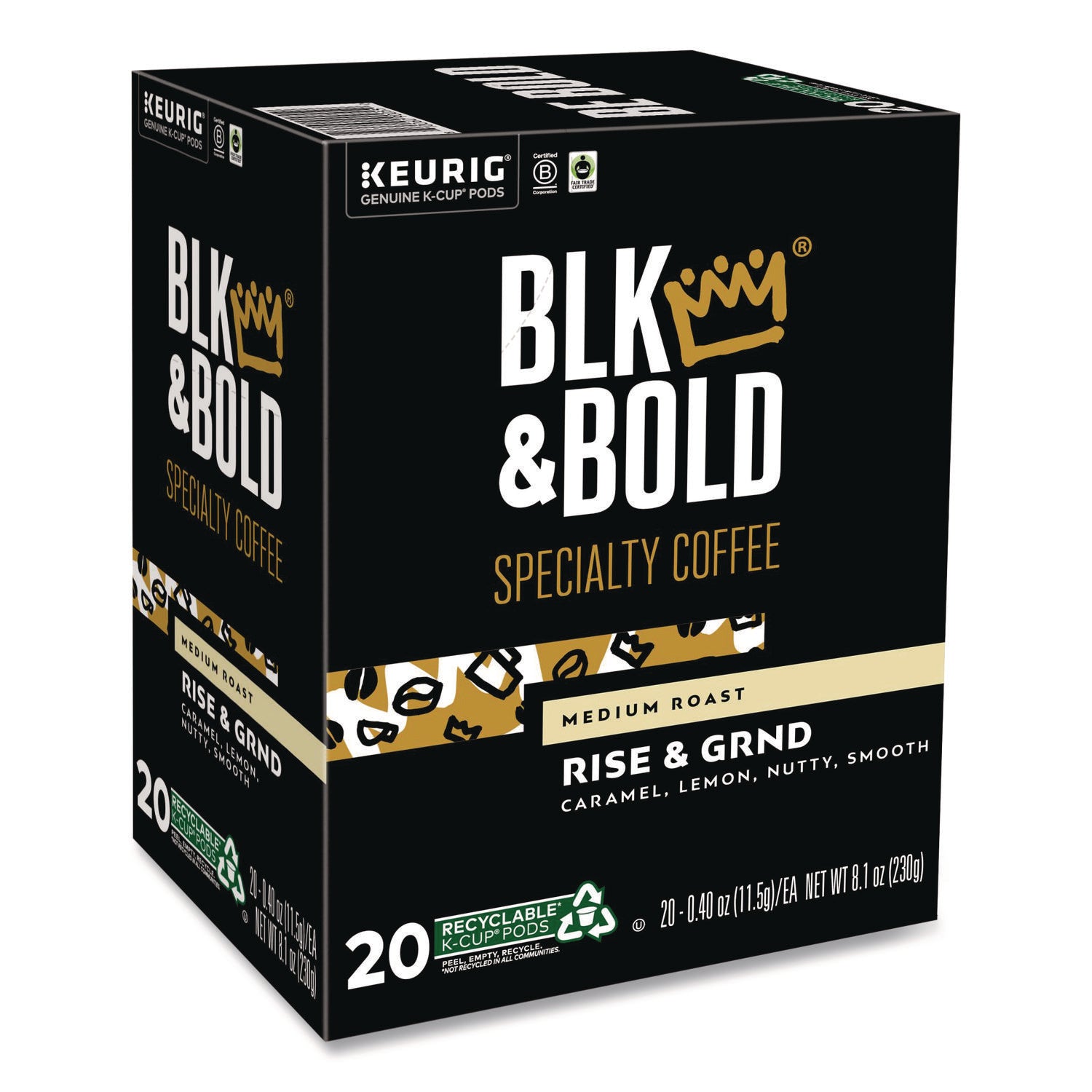 Rise and GRND K-Cups, 0.41 oz K-Cup, 20/Box