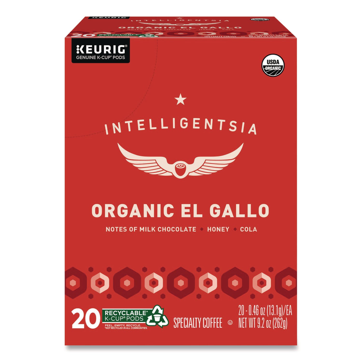 El Gallo Organic Coffee K-Cups, Light Roast, 20/Box