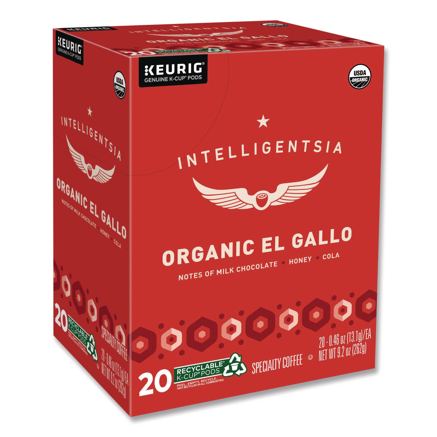 El Gallo Organic Coffee K-Cups, Light Roast, 20/Box