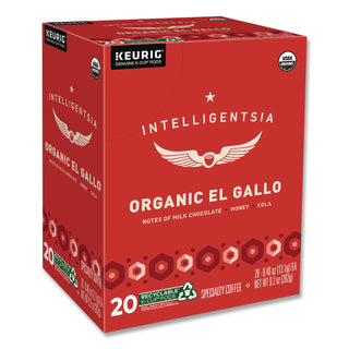 El Gallo Organic Coffee K-Cups, Light Roast, 20/Box