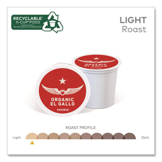 El Gallo Organic Coffee K-Cups, Light Roast, 20/Box