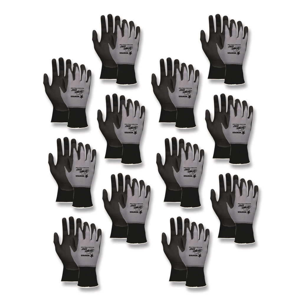 Ninja Nitrile Coating Nylon/Spandex Gloves, Black/Gray, Small, Dozen