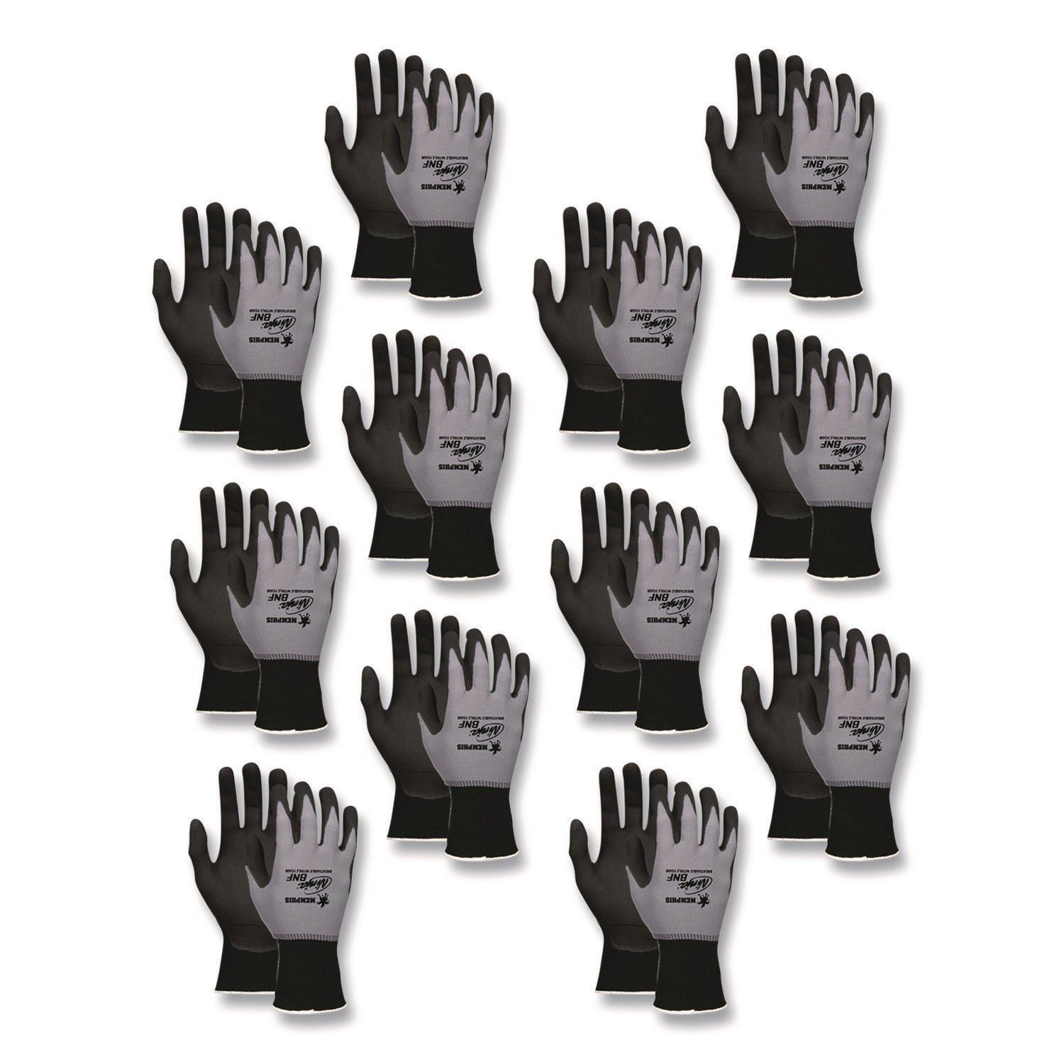 Ninja Nitrile Coating Nylon/Spandex Gloves, Black/Gray, Small, Dozen