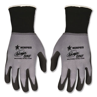 Ninja Nitrile Coating Nylon/Spandex Gloves, Black/Gray, Small, Dozen