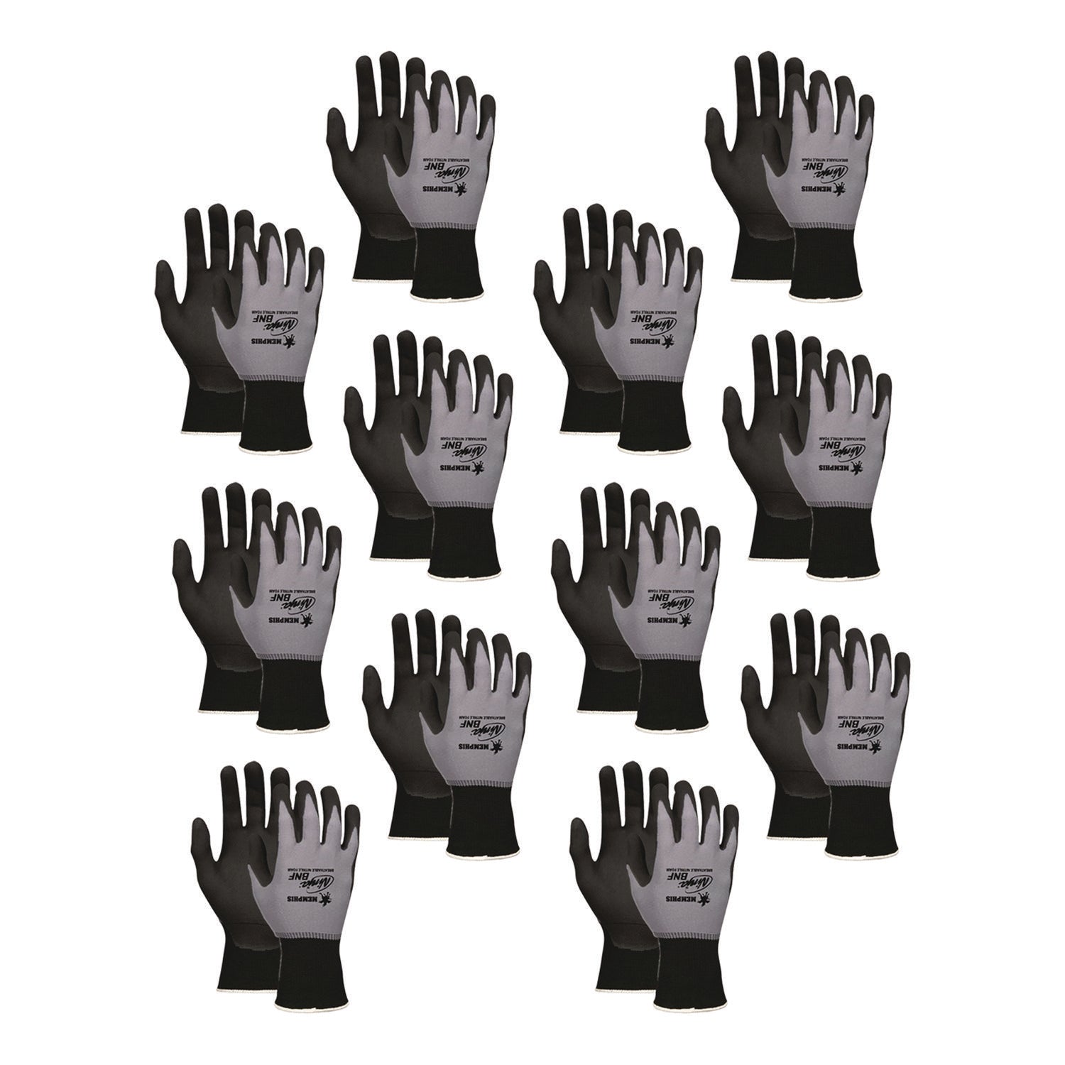 Ninja Nitrile Coating Nylon/Spandex Gloves, Black/Gray, X-Large, Dozen
