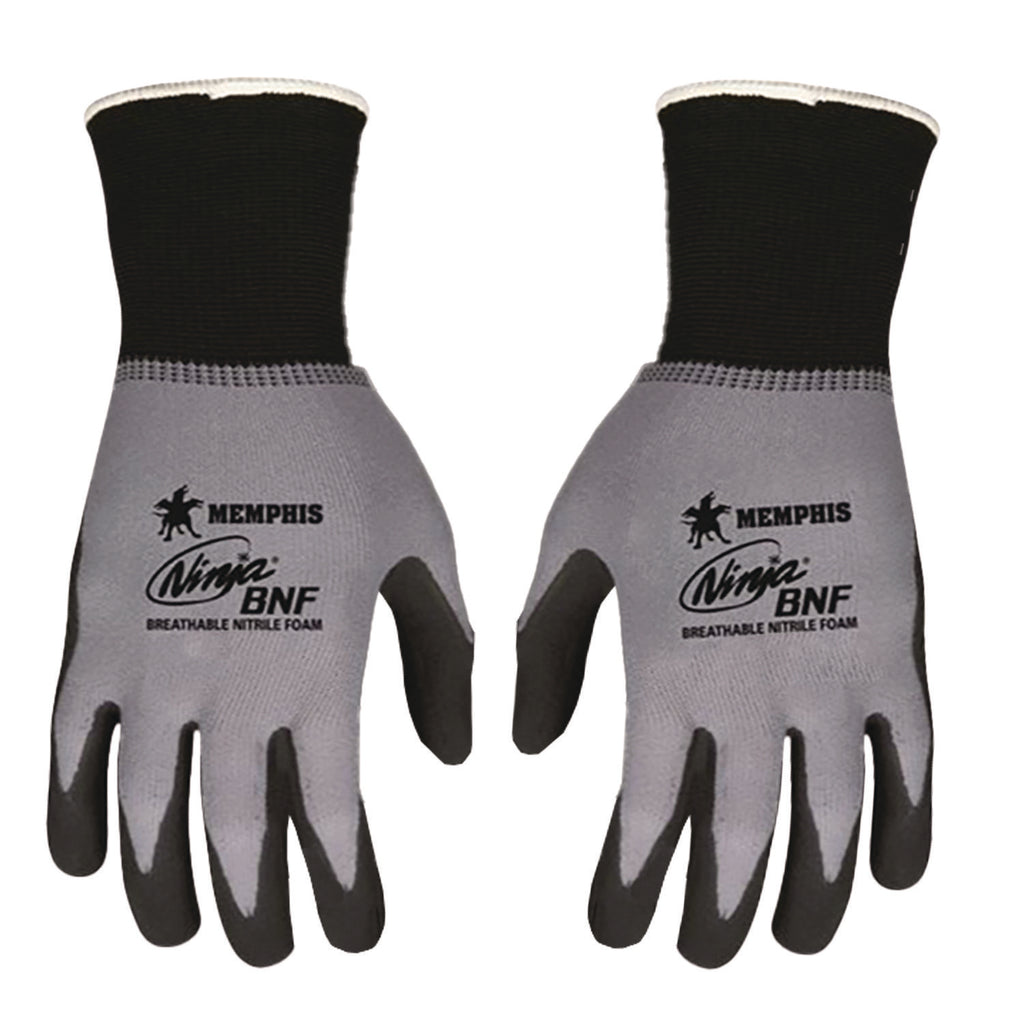 Ninja Nitrile Coating Nylon/Spandex Gloves, Black/Gray, X-Large, Dozen