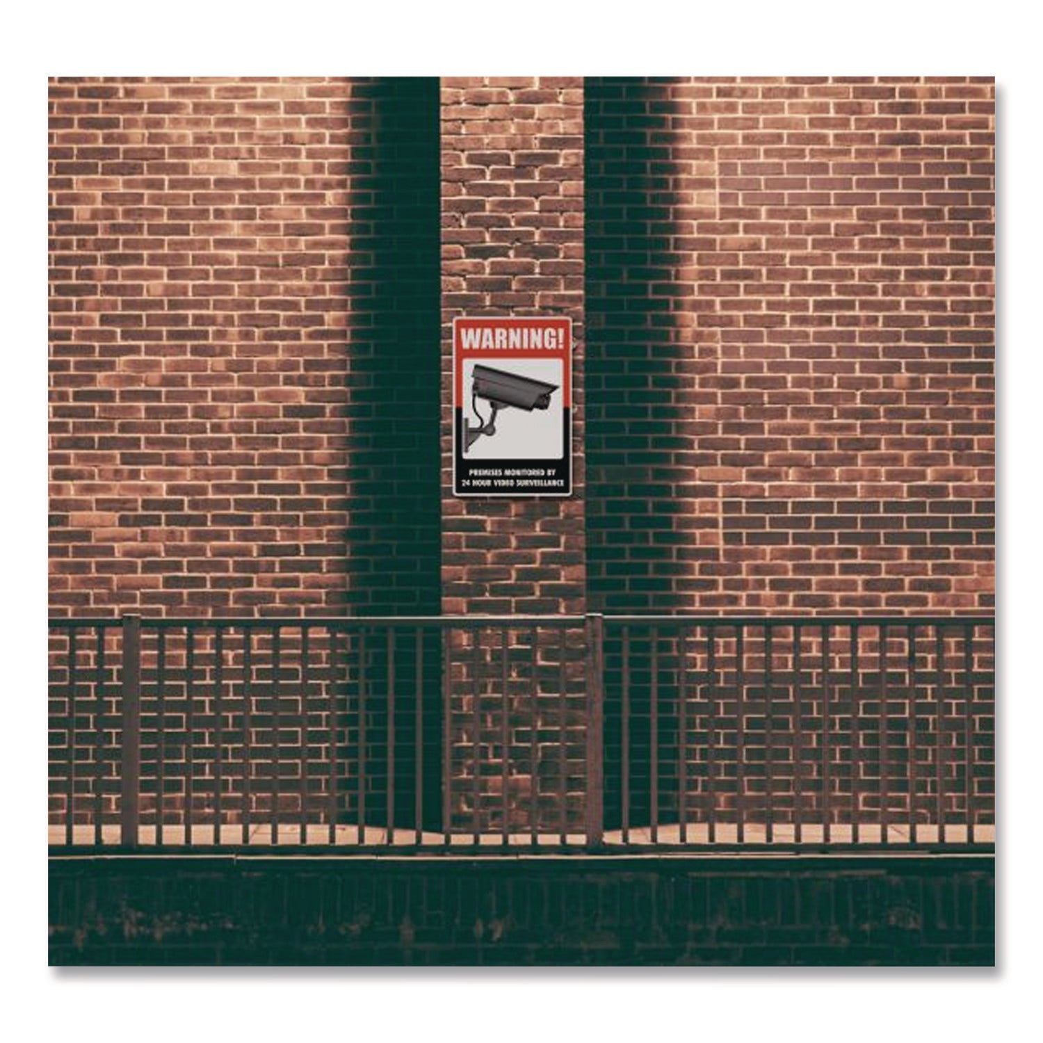UV-Coated Preprinted Molded-Plastic Sign, 24-Hour Video Surveillance, 8 x 12, Black/Red/White