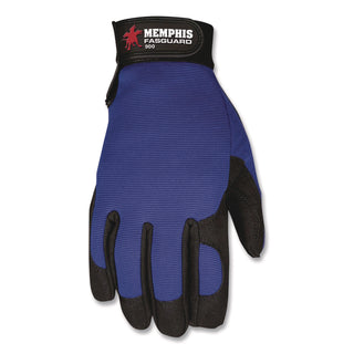 Clarino Synthetic Leather Palm Mechanics Gloves, Blue/Black, Medium