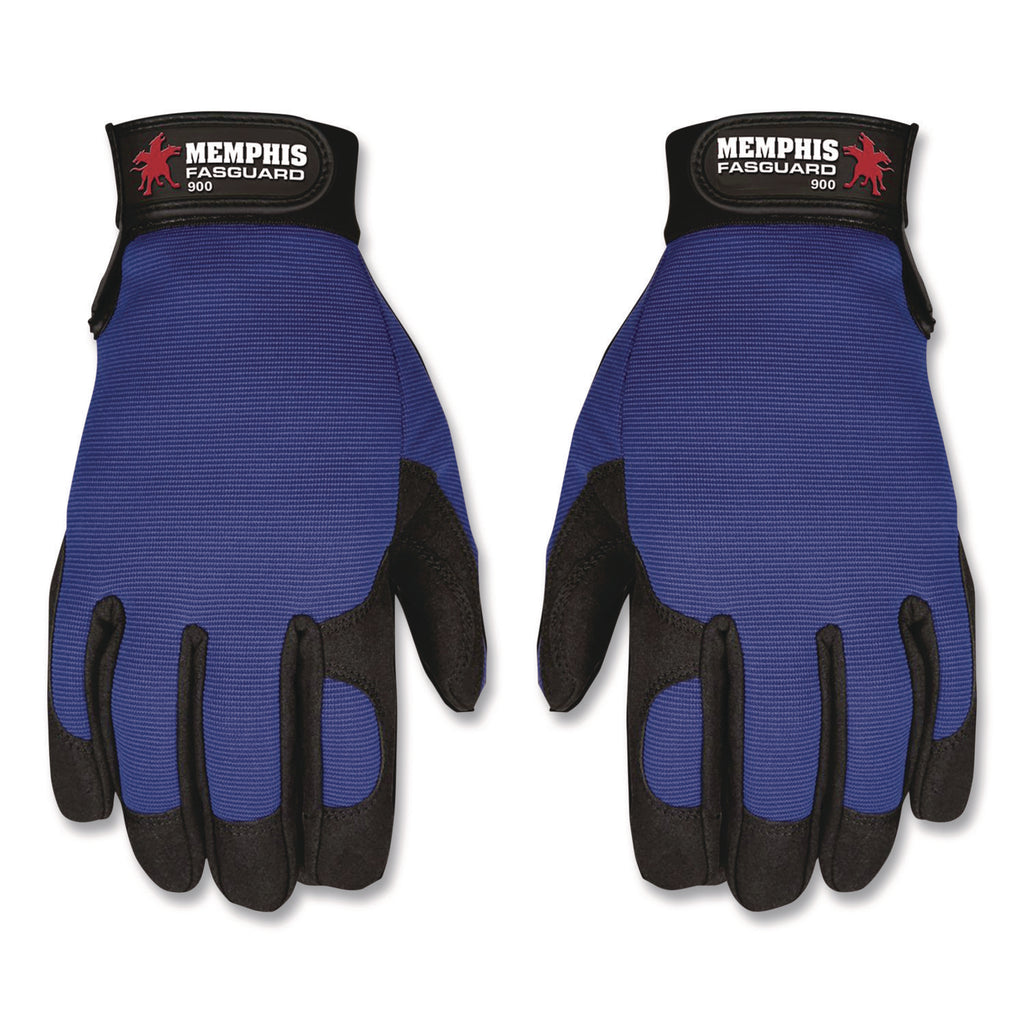 Clarino Synthetic Leather Palm Mechanics Gloves, Blue/Black, Medium