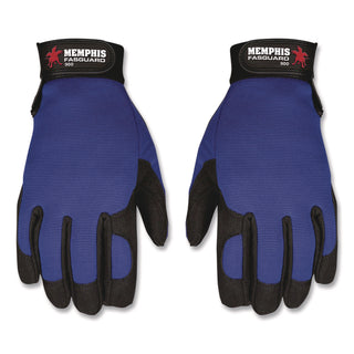 Clarino Synthetic Leather Palm Mechanics Gloves, Blue/Black, Medium