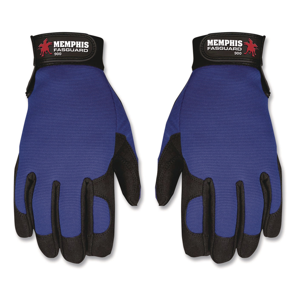 Clarino Synthetic Leather Palm Mechanics Gloves, Blue/Black, X-Large