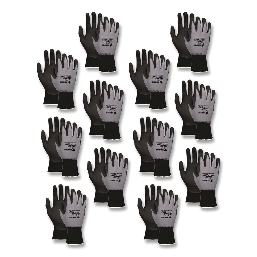 Ninja Nitrile Coating Nylon/Spandex Gloves, Black/Gray, Large, Dozen