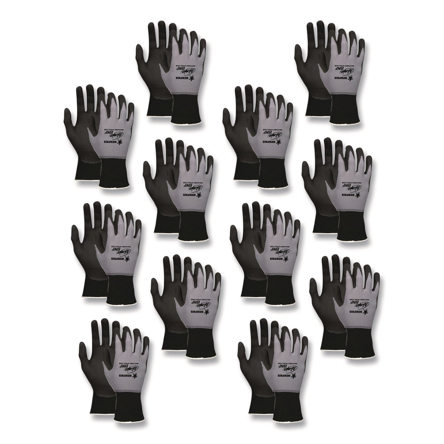 Ninja Nitrile Coating Nylon/Spandex Gloves, Black/Gray, Large, Dozen