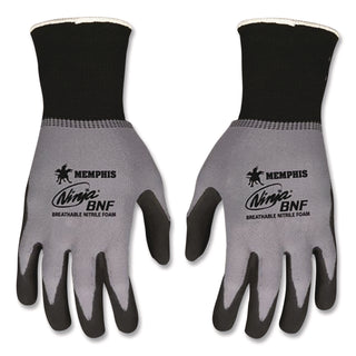 Ninja Nitrile Coating Nylon/Spandex Gloves, Black/Gray, Medium, Dozen