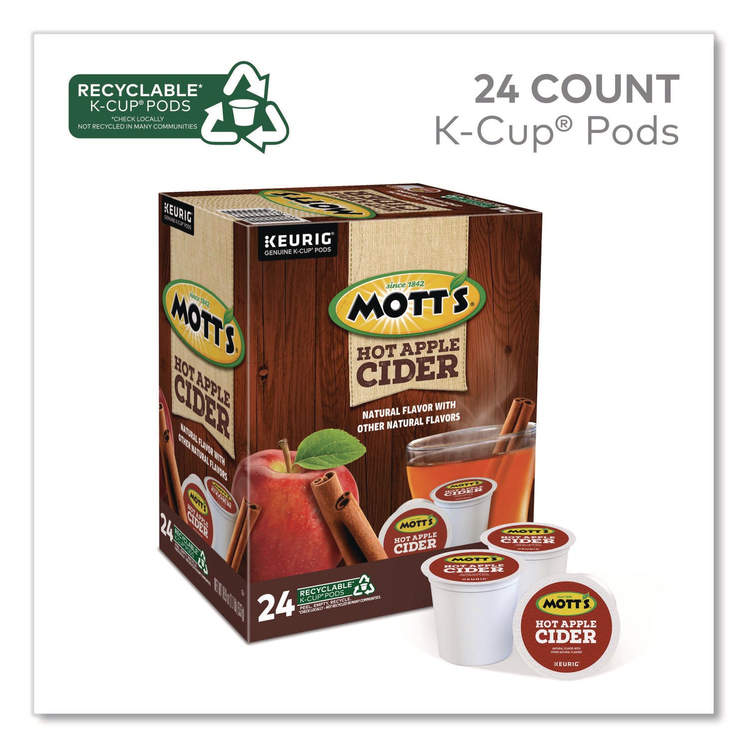 Hot Apple Cider K-Cup Pods, 1 oz K-Cup Pod, 24/Box