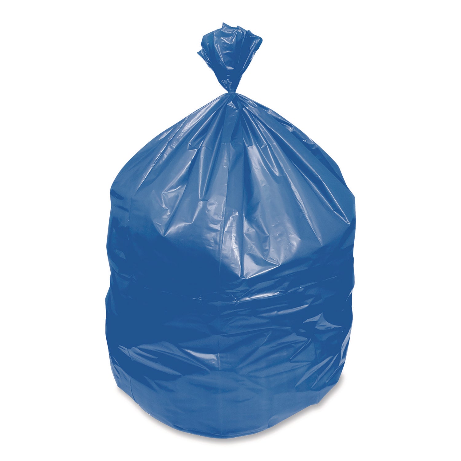 Eco Blend Max Can Liners, 60 gal, 0.8 mil, 38" x 58", Blue, 20 Bags/Roll, 5 Rolls/Carton
