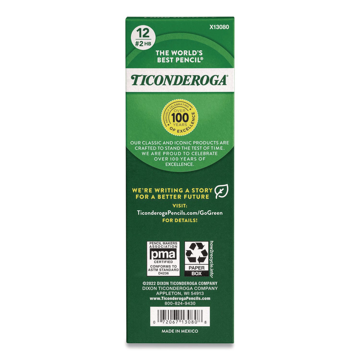 Ticonderoga Beginners Woodcase Pencil with Microban Protection, HB (#2), Black Lead, Yellow Barrel, Dozen