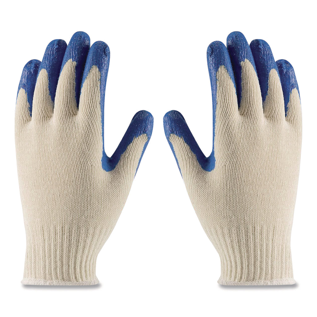 Seamless Knit Cotton/Polyester Gloves, Regular Grade, Large, Natural/Blue, 12 Pairs