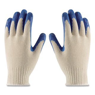 Seamless Knit Cotton/Polyester Gloves, Regular Grade, Large, Natural/Blue, 12 Pairs