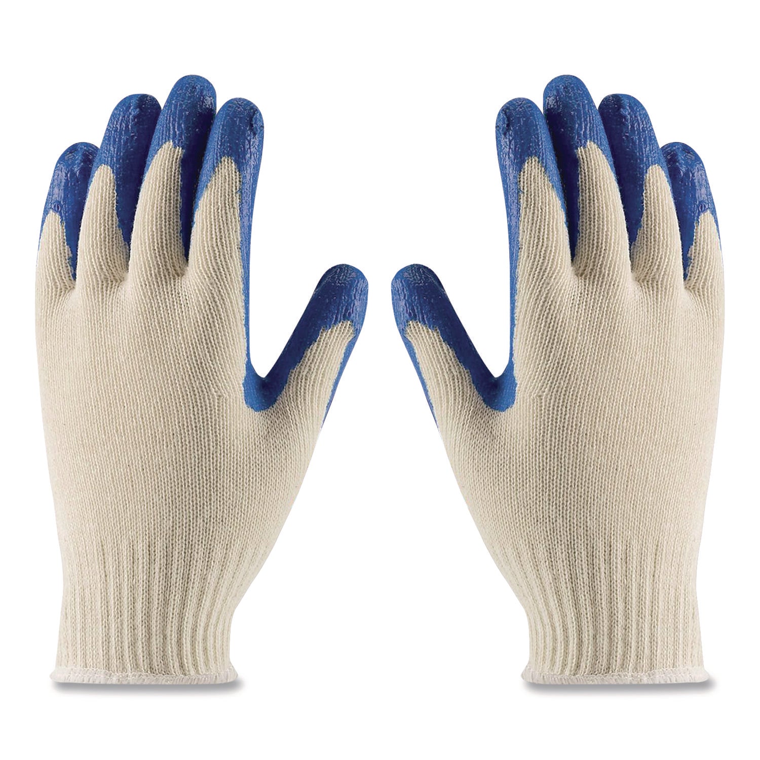 Seamless Knit Cotton/Polyester Gloves, Regular Grade, Large, Natural/Blue, 12 Pairs